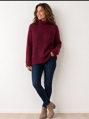 NWT Free People Big City sweater. Garnet color, women’s size S, long, oversized.